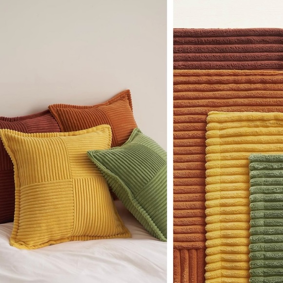 New West Elm (Set 4) Boho Velvet Corduroy Throw Pillow Cover Case Sham 18" x 18" - Picture 1 of 10